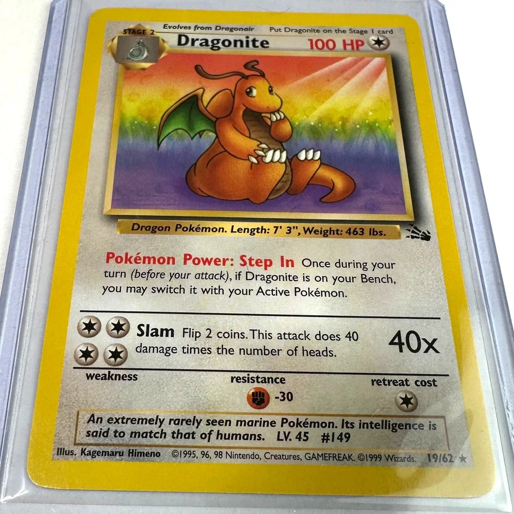 Pokemon TCG Fossil Dragonite 19/62 Unlimited Never Played Condition
